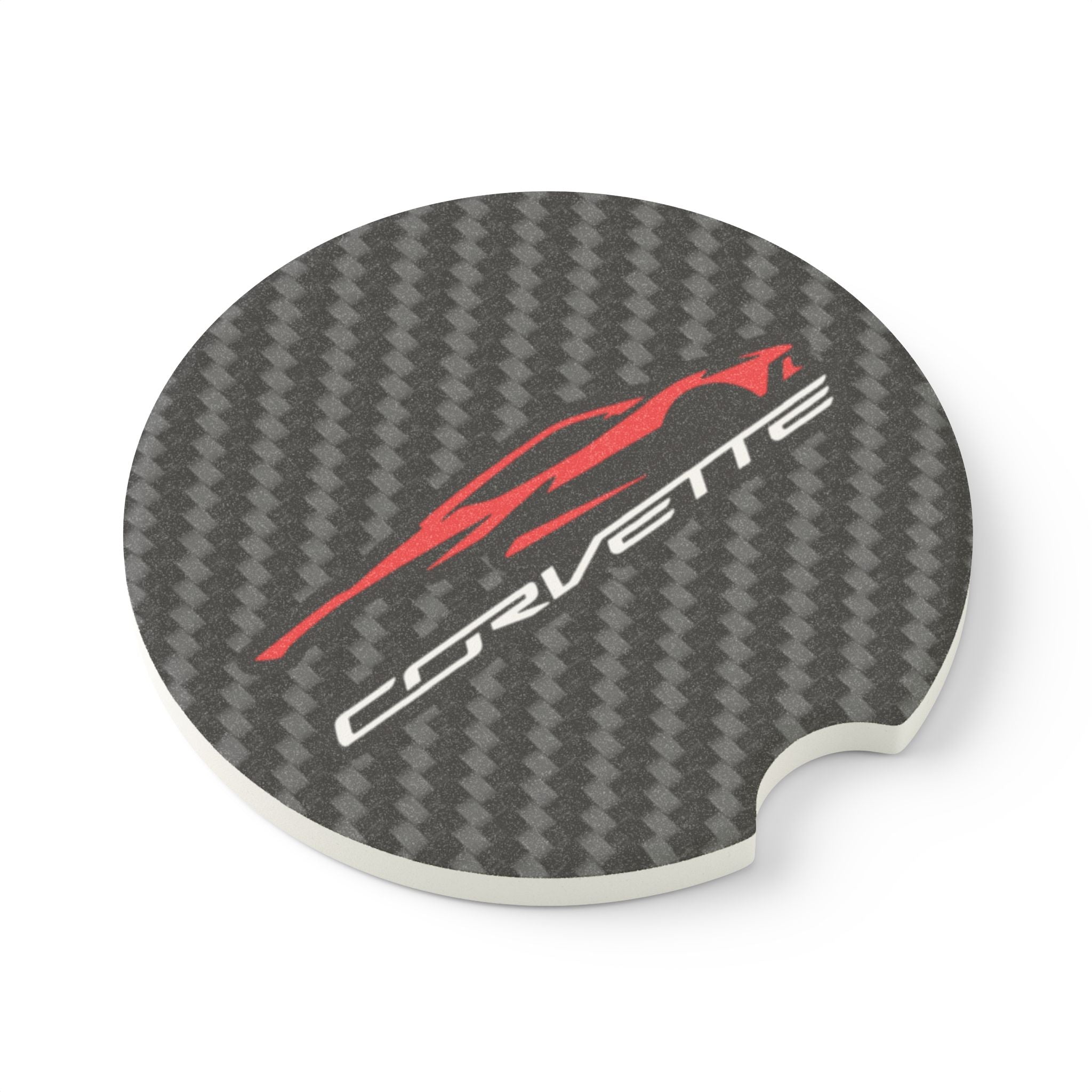 Corvette C8 Silhouette Carbon Fiber Soapstone Car Coaster
