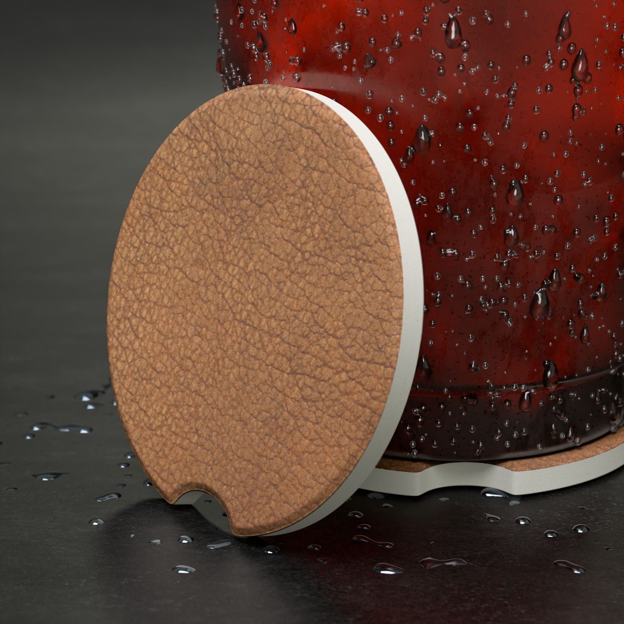 Leather Soapstone Car Coaster