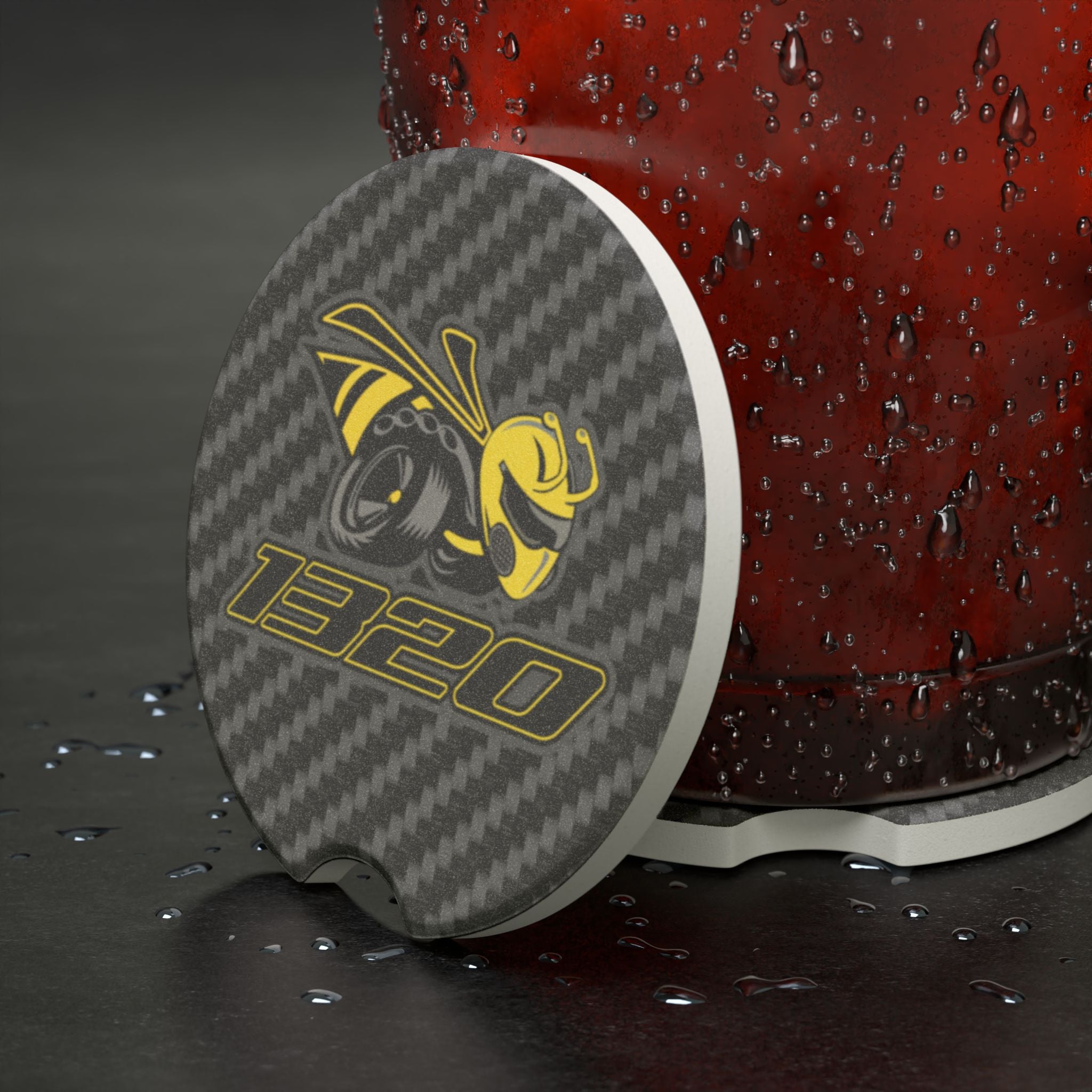 1320 Scat Pack Angry Bee Carbon Fiber Soapstone Car Coaster