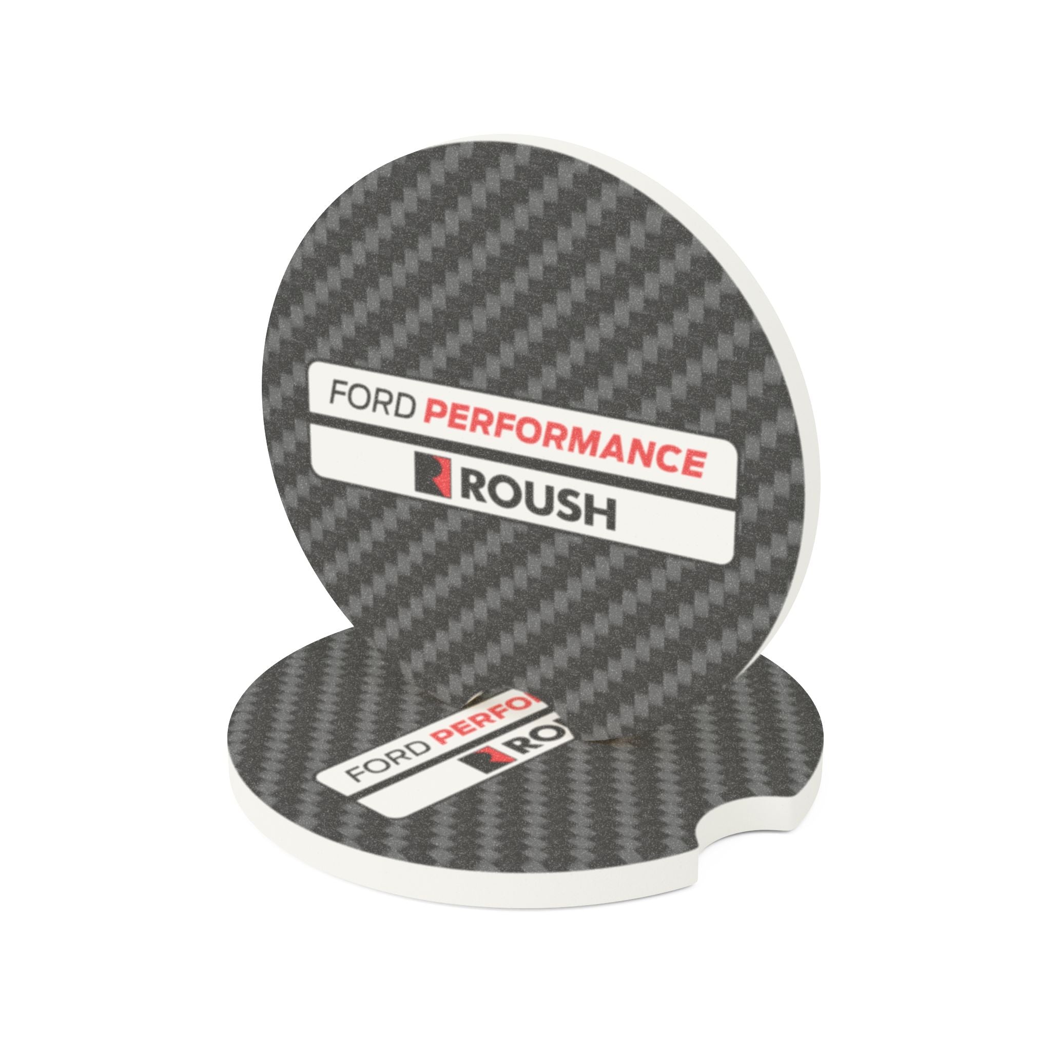 Ford Performance Roush Carbon Fiber Soapstone Car Coaster