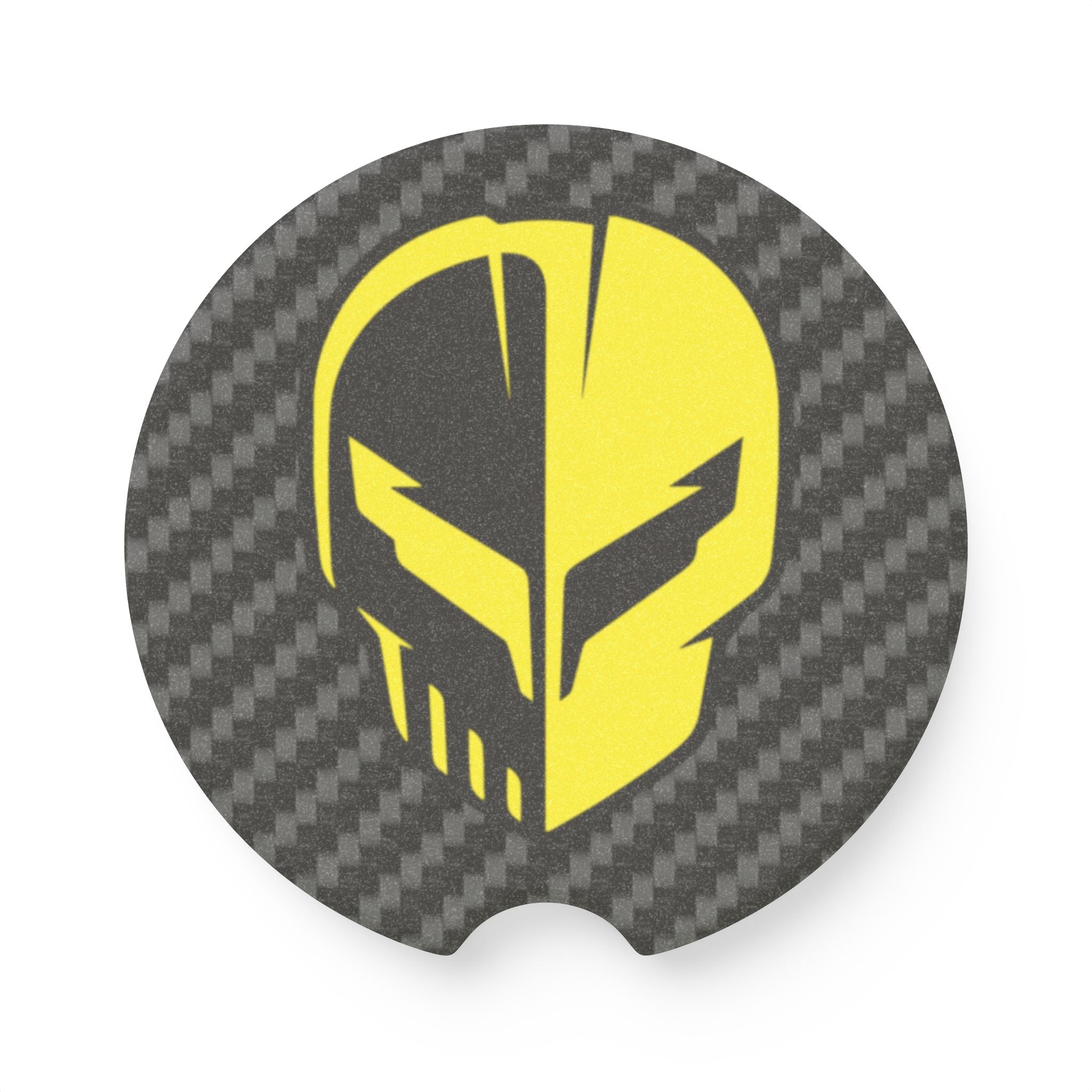 Corvette C8 Jake Skull Yellow Carbon Fiber Soapstone Car Coaster