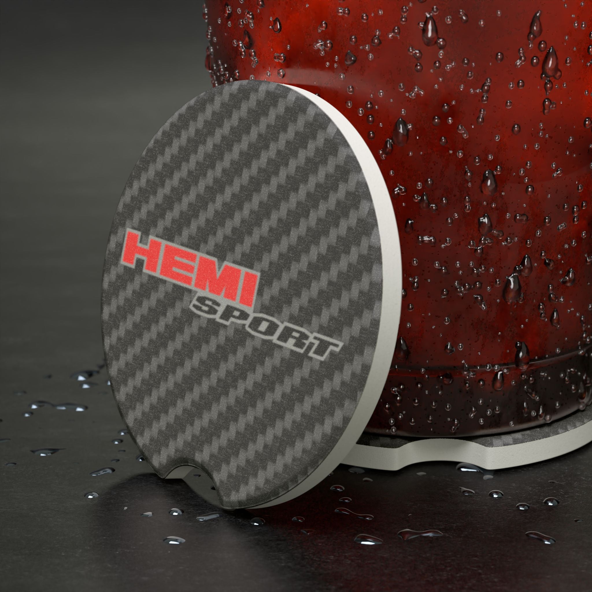 Hemi Sport Carbon Fiber Soapstone Car Coaster