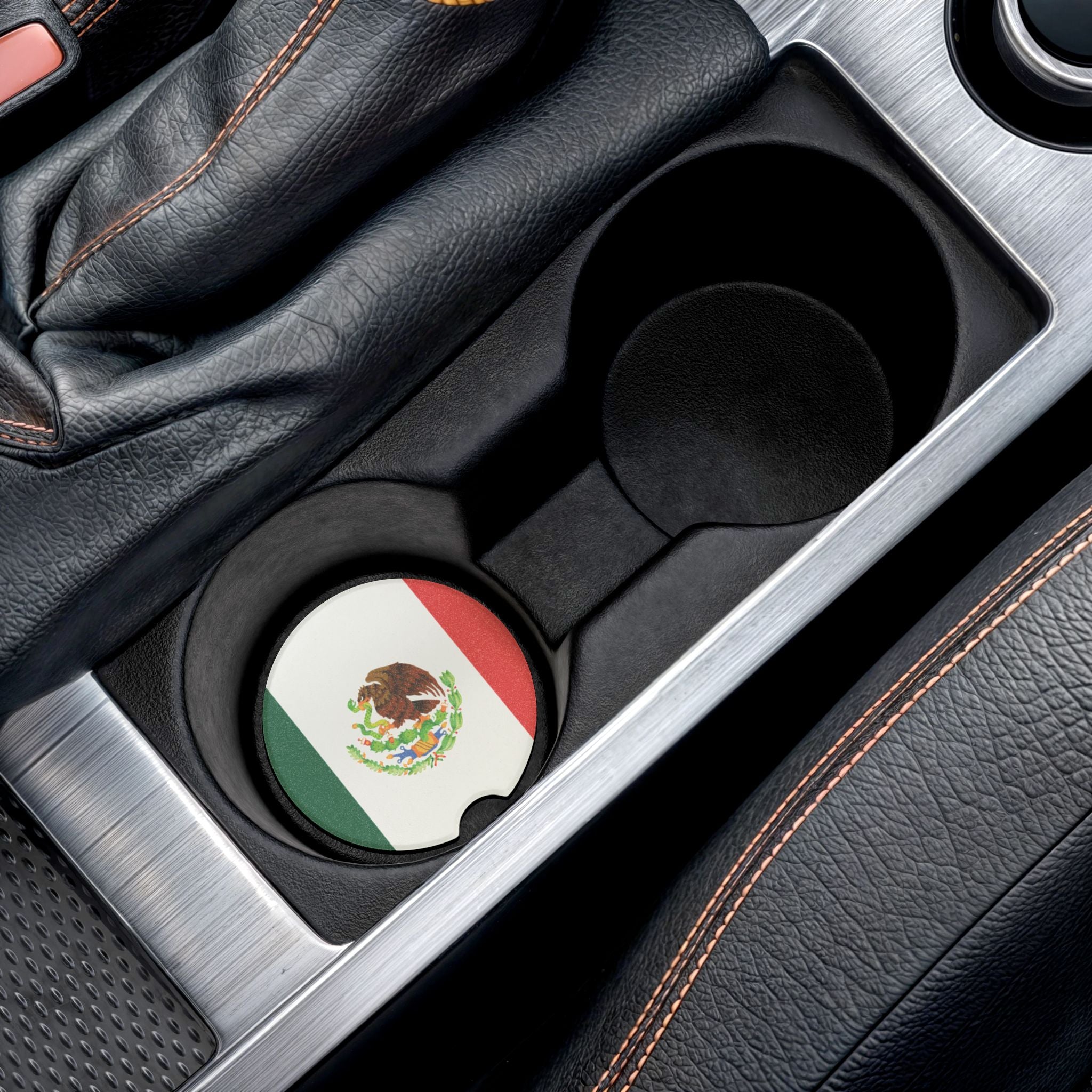 Mexican Flag Soapstone Car Coaster