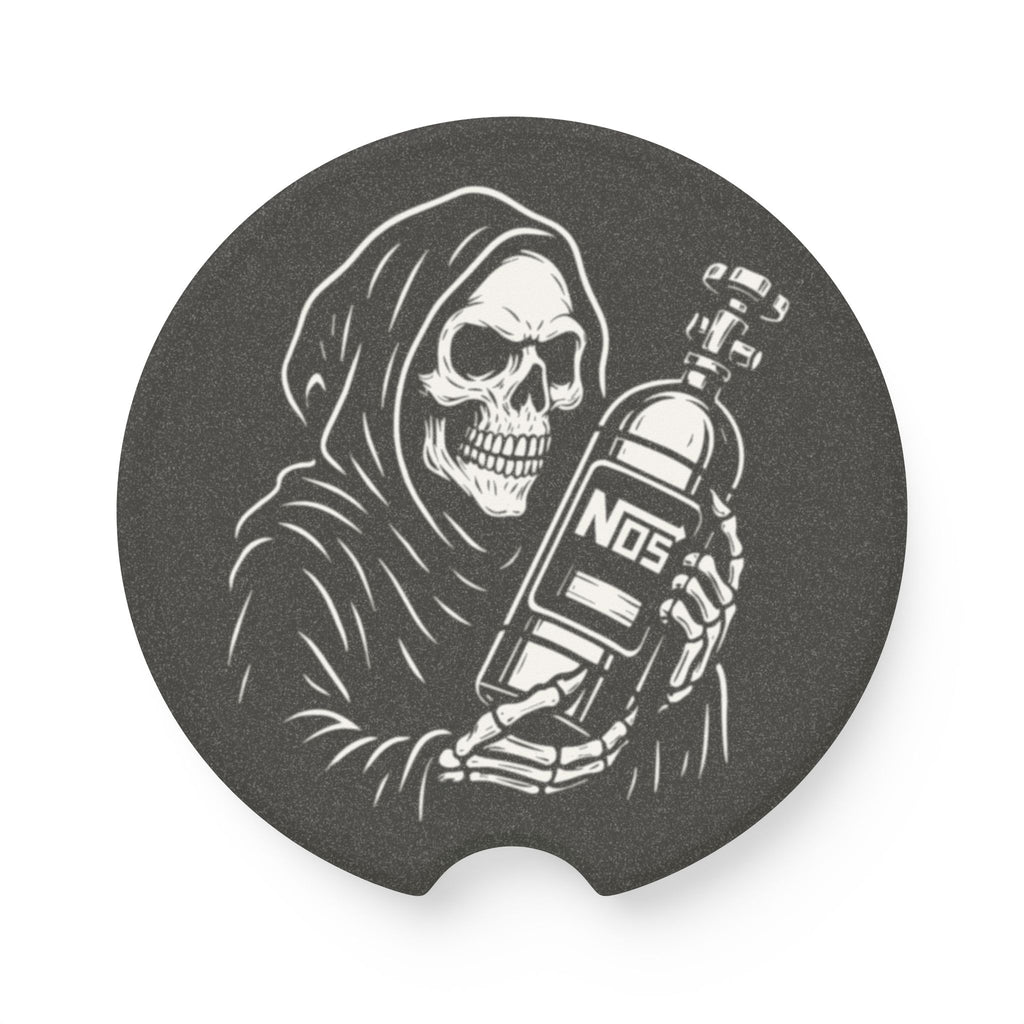 Grim Reaper NOS Bottle Soapstone Car Coaster