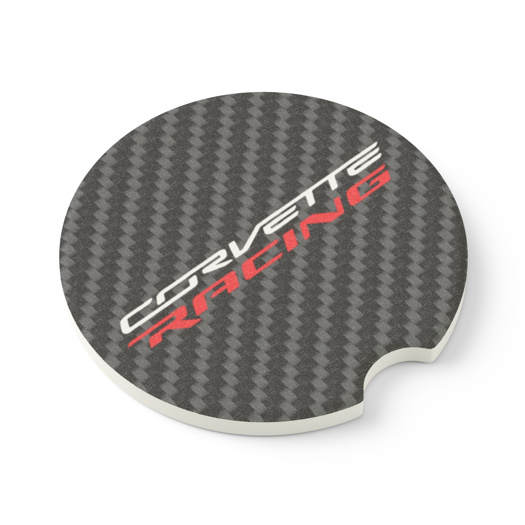 Corvette Racing Carbon Fiber Soapstone Car Coaster