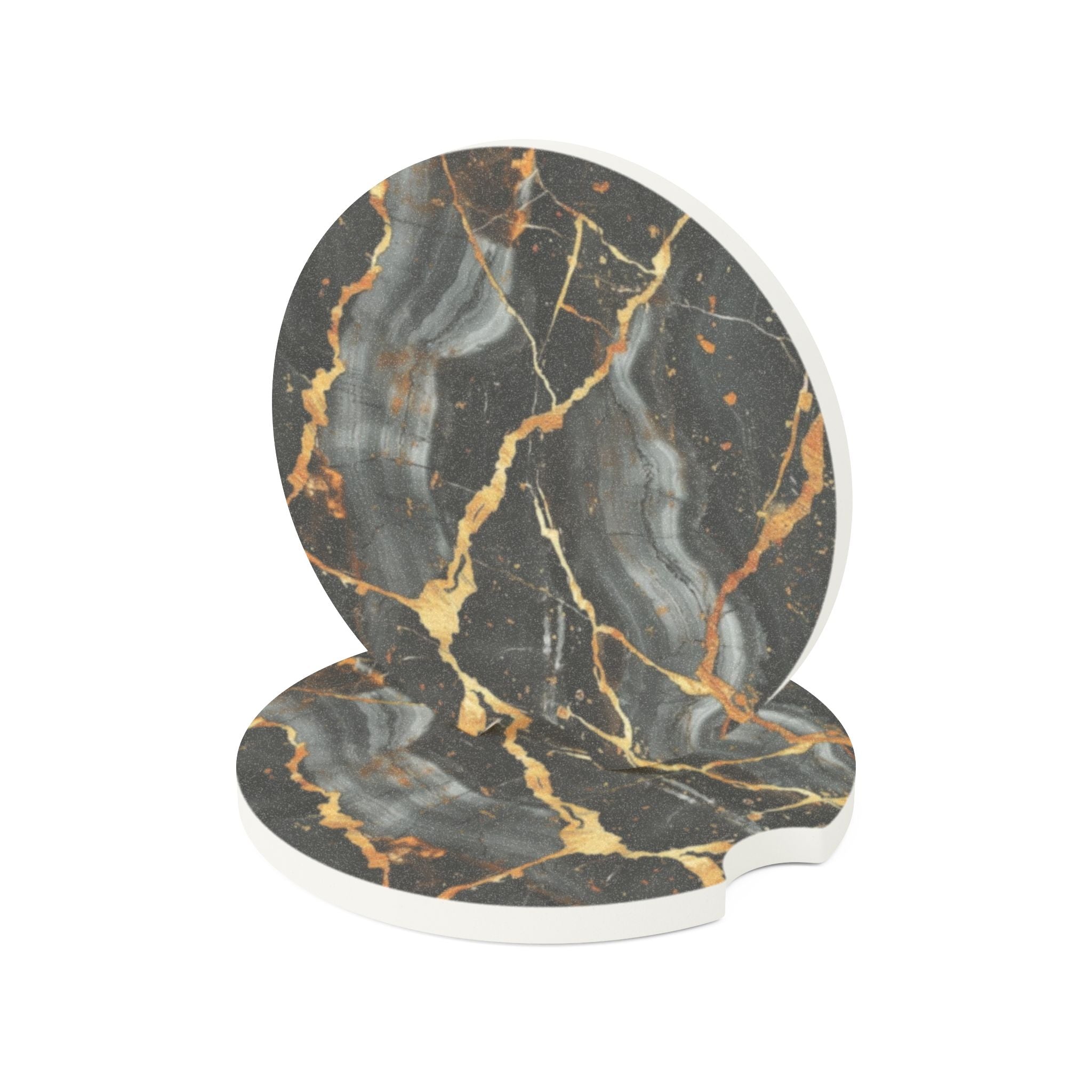 Black Gold Marble Soapstone Car Coaster