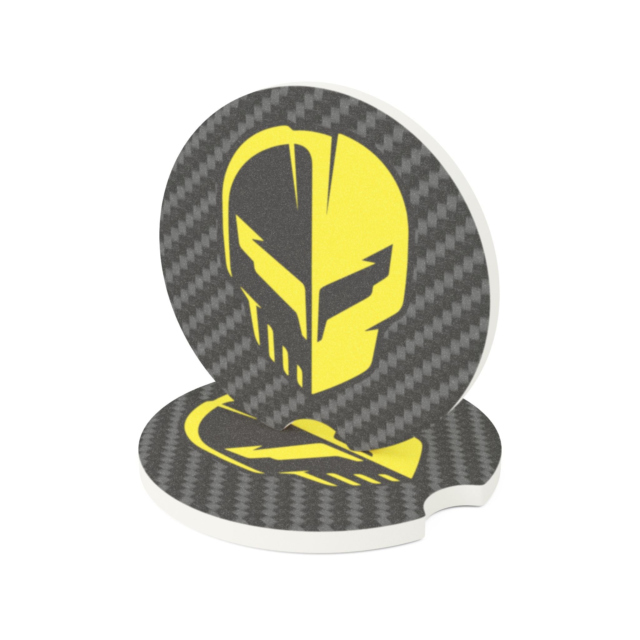 Corvette C8 Jake Skull Yellow Carbon Fiber Soapstone Car Coaster