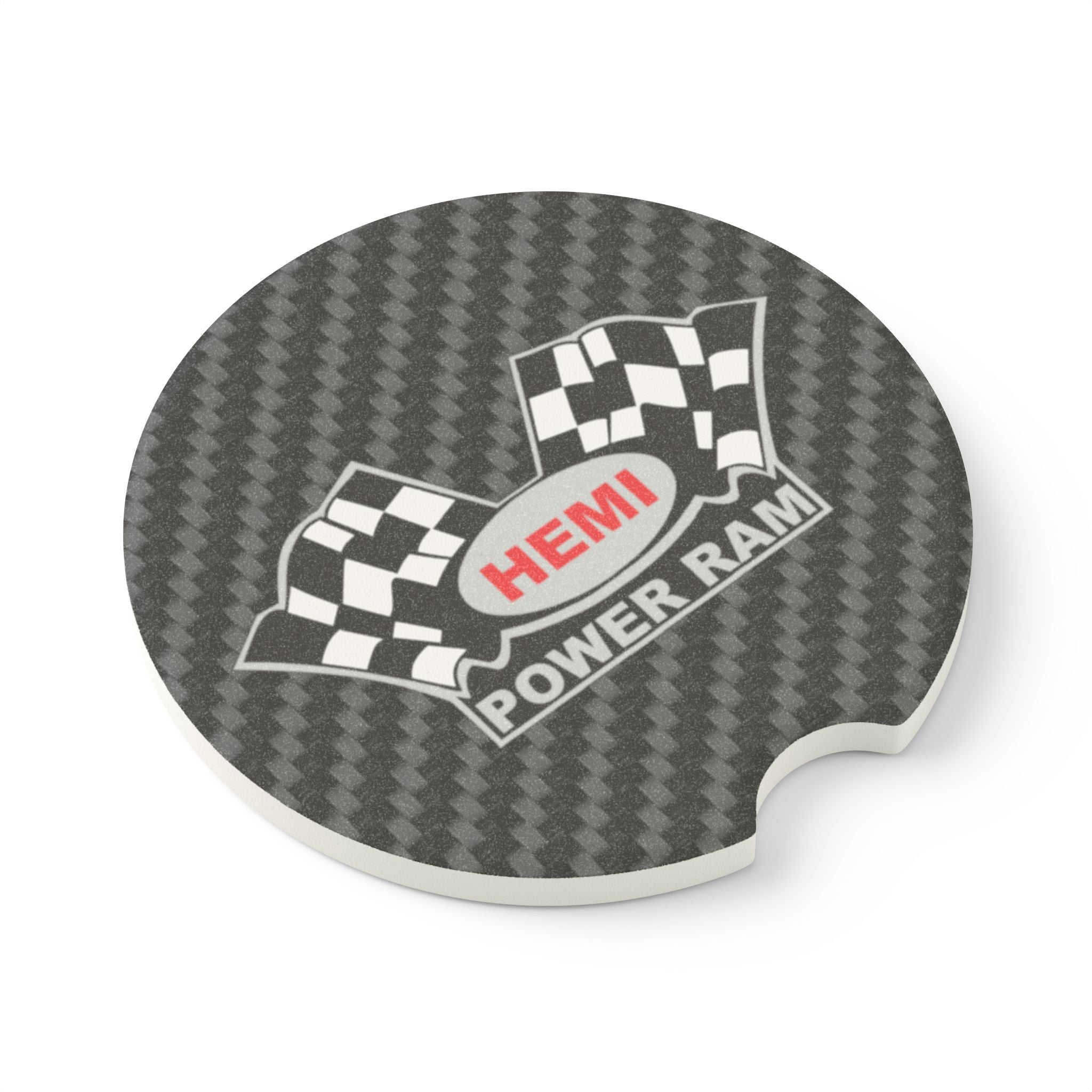 Hemi Power Ram Carbon Fiber Soapstone Car Coaster