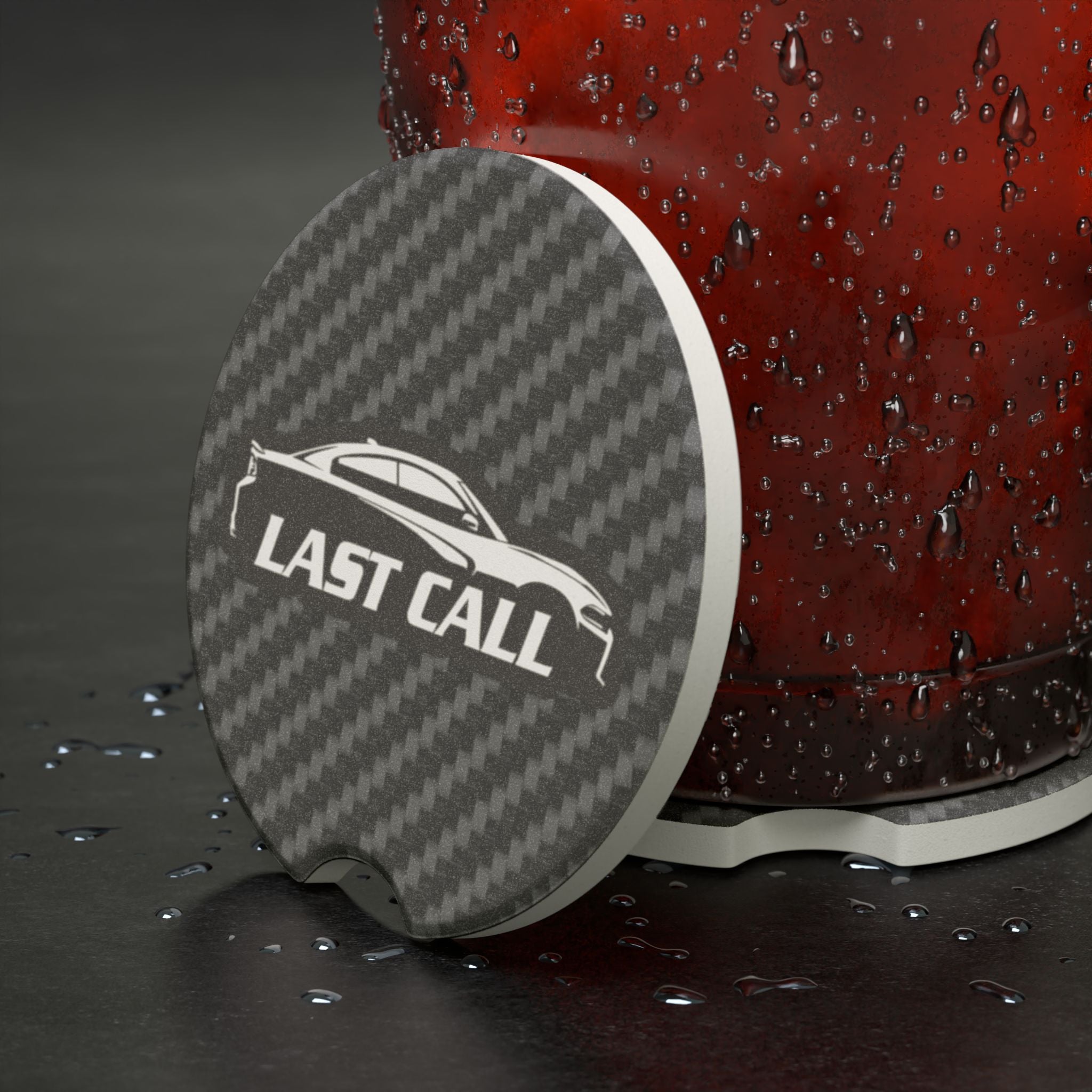 Charger Last Call Carbon Fiber Soapstone Car Coaster