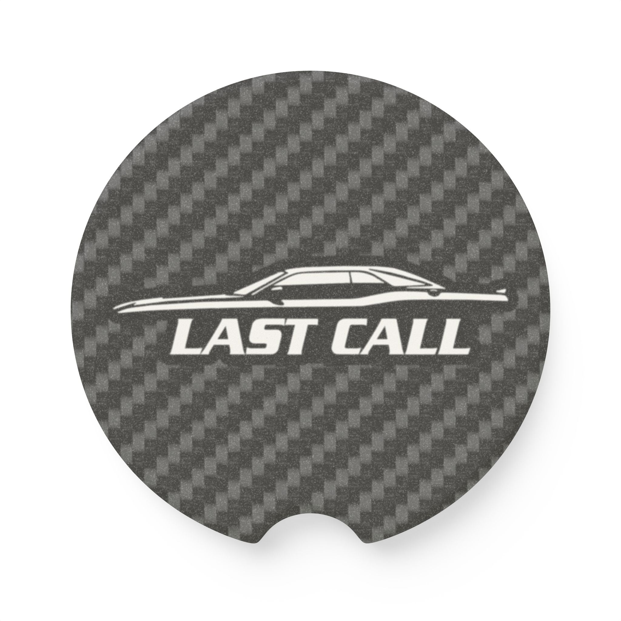 Challenger Last Call Carbon Fiber Soapstone Car Coaster
