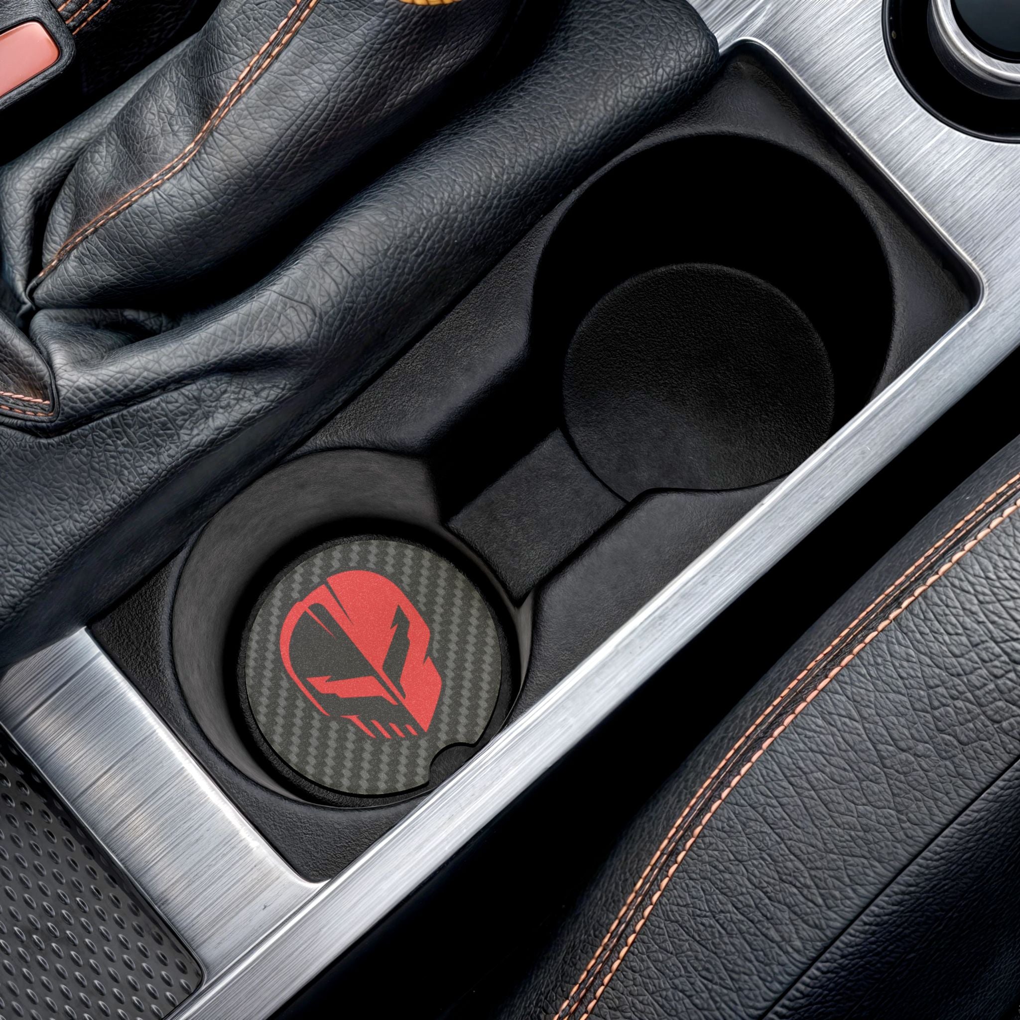 Corvette C8 Jake Skull Carbon Fiber Soapstone Car Coaster