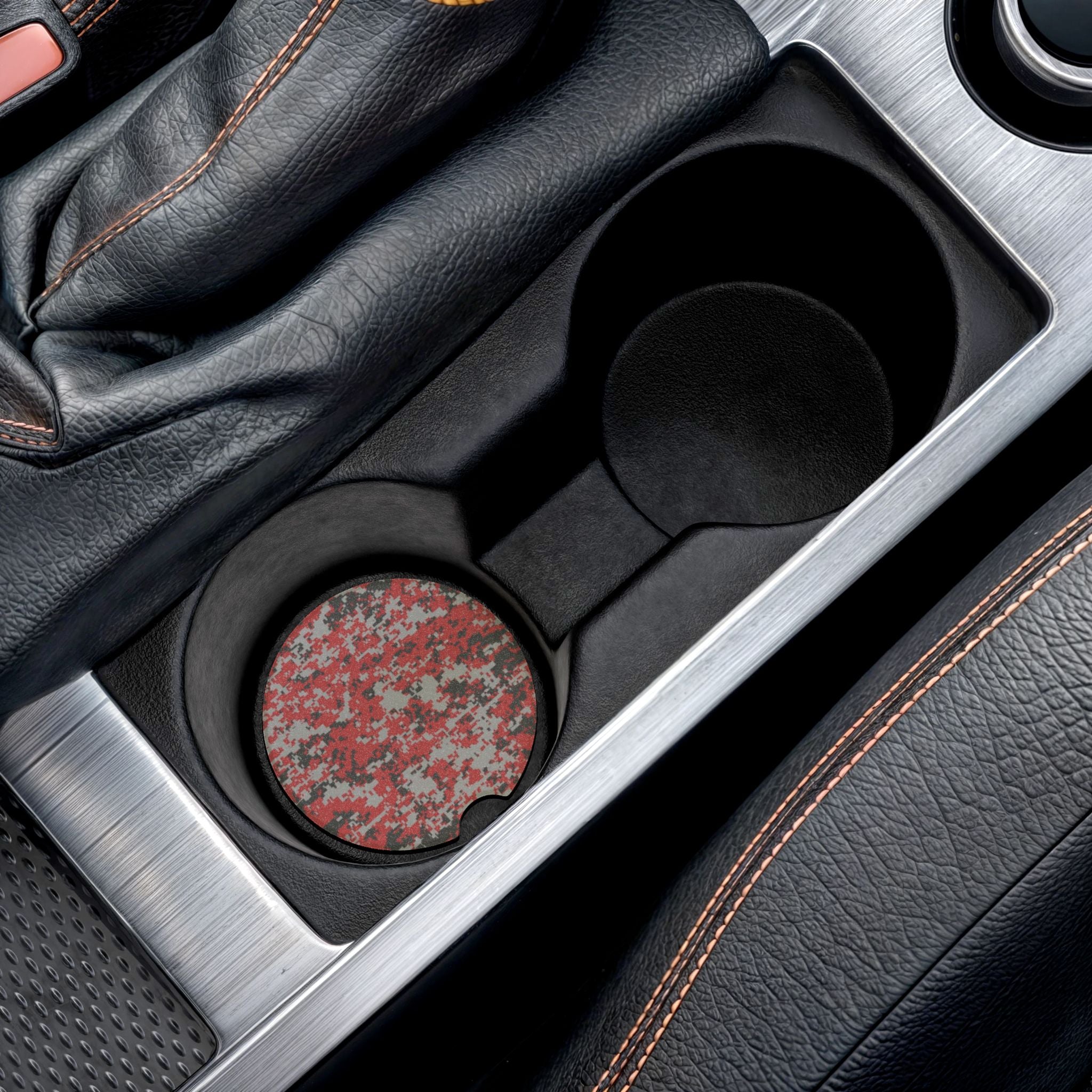 Red Digital Camo Soapstone Car Coaster