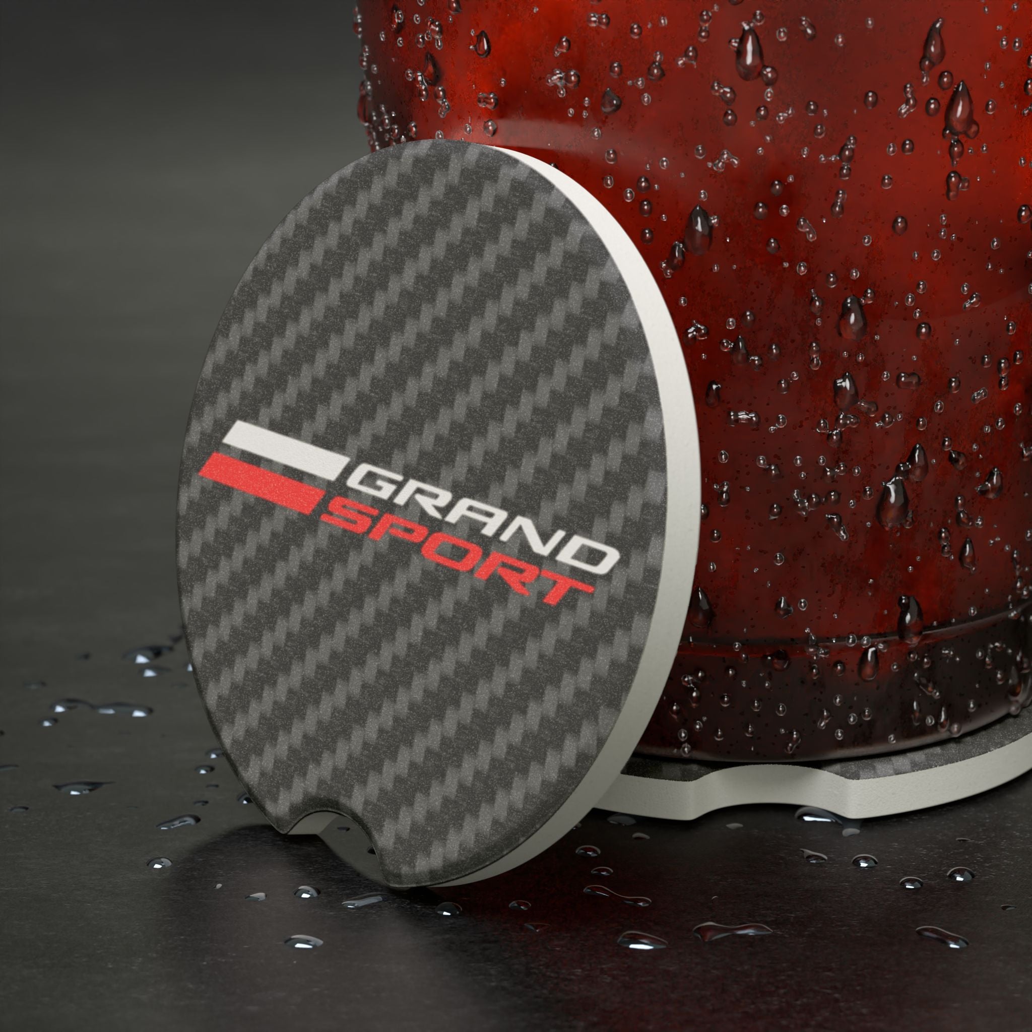 Corvette Grand Sport Carbon Fiber Soapstone Car Coaster